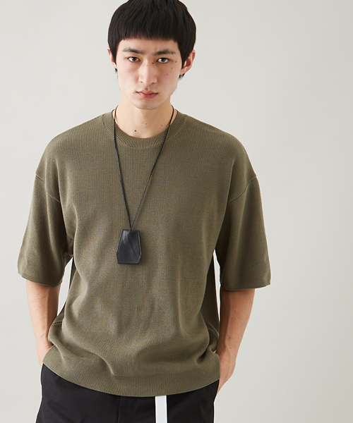 STUDIOUS（ステュディオス）の「【STUDIOUS】リブニットＴシャツ（ニット/セーター・メンズ・カーキ/ワイン/ベージュ・3/1/2）」の2枚目の写真