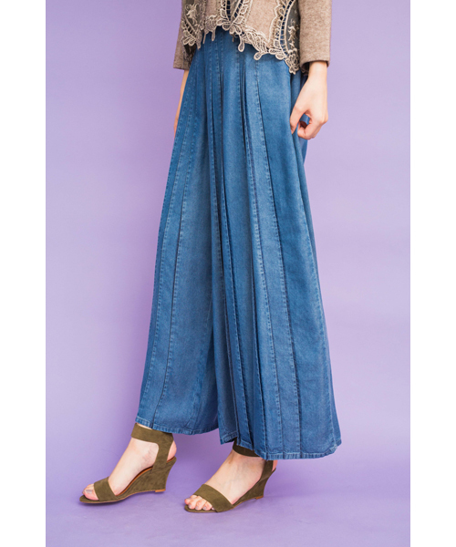 Titilate Valet ティティレートヴァレット の Titilate Valet プリーツ配色 テンセルデニム ワイドパンツ デニムパンツ Wear