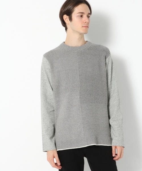 GLOBAL WORK(グローバルワーク)の「ストラクチャーニットキリカエT/767716(Tシャツ/カットソー・メンズ・ブラック/グレー・SMALL/MEDIUM/LARGE/X-LARGE)」の1枚目の写真