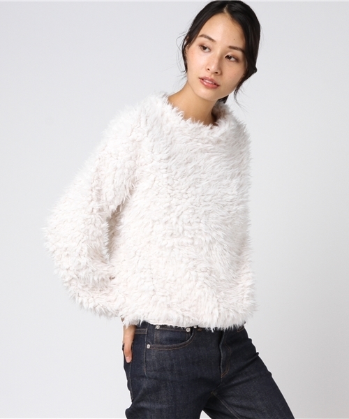 MERLOT（メルロー）の「ファーシャギープルオーバー653-1527（ニット/セーター・レディース・ブラック/ベージュ/アイボリー/ラベンダー・FREE）」の11枚目の写真