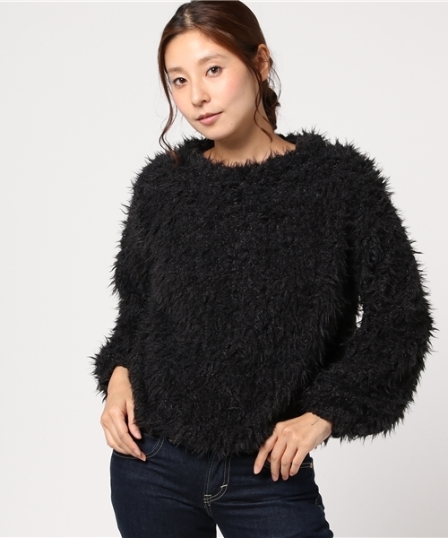 MERLOT（メルロー）の「ファーシャギープルオーバー653-1527（ニット/セーター・レディース・ブラック/ベージュ/アイボリー/ラベンダー・FREE）」の12枚目の写真