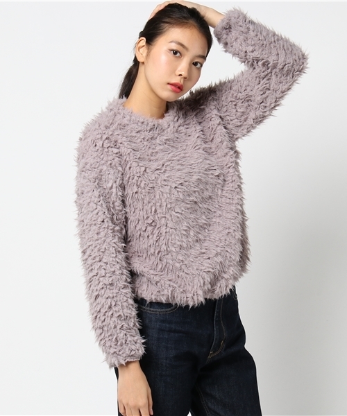 MERLOT（メルロー）の「ファーシャギープルオーバー653-1527（ニット/セーター・レディース・ブラック/ベージュ/アイボリー/ラベンダー・FREE）」の14枚目の写真