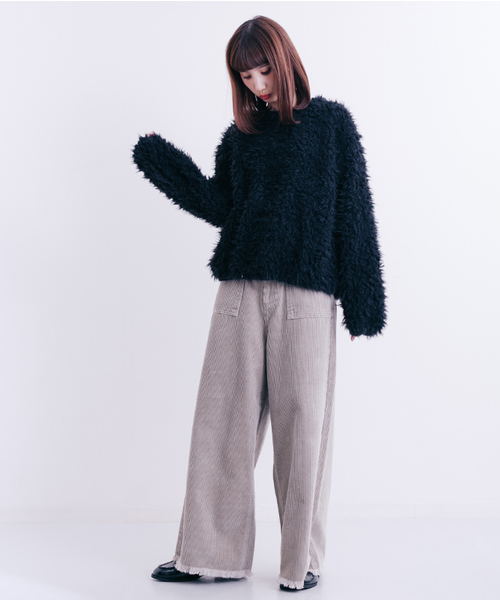 MERLOT（メルロー）の「ファーシャギープルオーバー653-1527（ニット/セーター・レディース・ブラック/ベージュ/アイボリー/ラベンダー・FREE）」の17枚目の写真