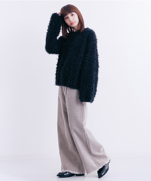 MERLOT（メルロー）の「ファーシャギープルオーバー653-1527（ニット/セーター・レディース・ブラック/ベージュ/アイボリー/ラベンダー・FREE）」の18枚目の写真