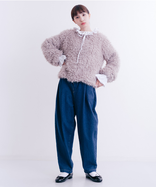 MERLOT（メルロー）の「ファーシャギープルオーバー653-1527（ニット/セーター・レディース・ブラック/ベージュ/アイボリー/ラベンダー・FREE）」の19枚目の写真