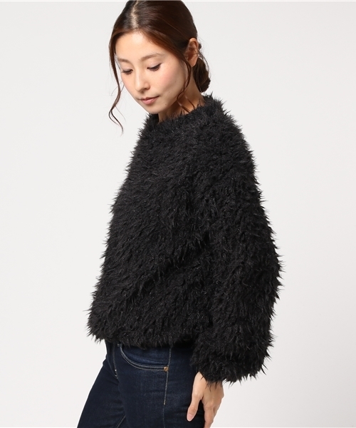 MERLOT（メルロー）の「ファーシャギープルオーバー653-1527（ニット/セーター・レディース・ブラック/ベージュ/アイボリー/ラベンダー・FREE）」の5枚目の写真