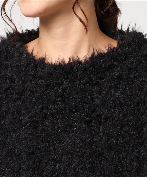 MERLOT（メルロー）の「ファーシャギープルオーバー653-1527（ニット/セーター・レディース・ブラック/ベージュ/アイボリー/ラベンダー・FREE）」の7枚目の写真