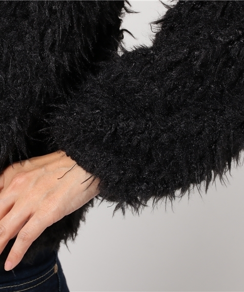 MERLOT（メルロー）の「ファーシャギープルオーバー653-1527（ニット/セーター・レディース・ブラック/ベージュ/アイボリー/ラベンダー・FREE）」の8枚目の写真