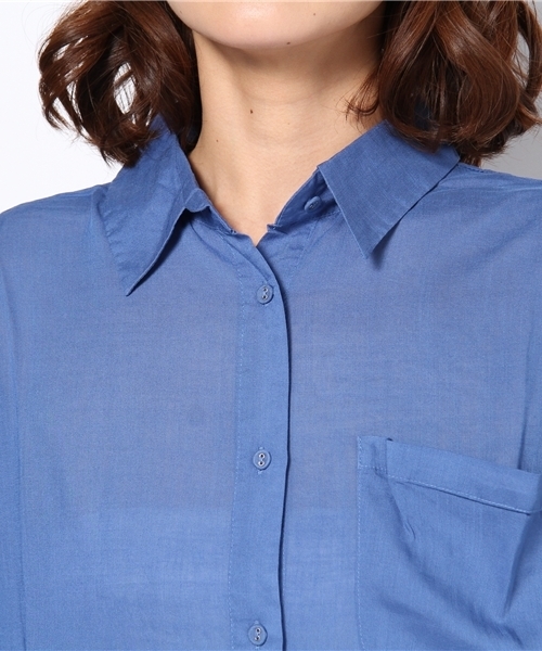 NANO universe（ナノユニバース）の「FF/レーヨンシャツ カシュクール（シャツ/ブラウス・レディース・ブルー/ライトブルー/ホワイト・FREE）」の6枚目の写真