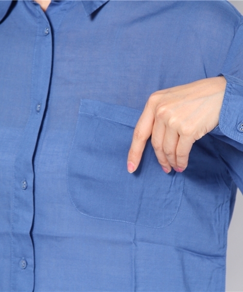 NANO universe（ナノユニバース）の「FF/レーヨンシャツ カシュクール（シャツ/ブラウス・レディース・ブルー/ライトブルー/ホワイト・FREE）」の7枚目の写真