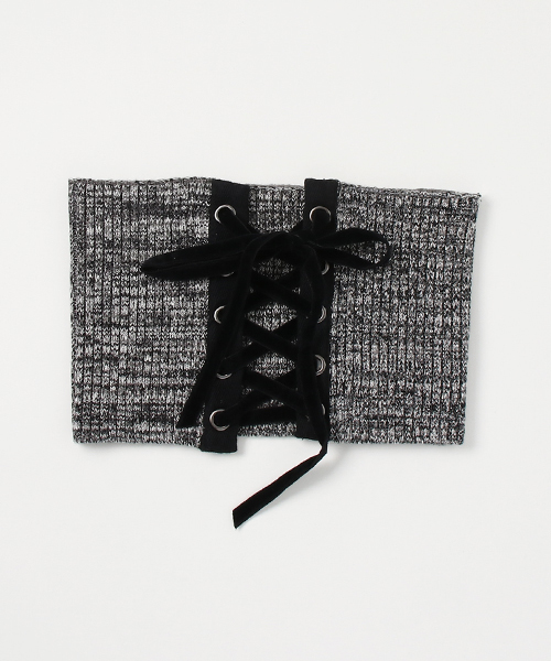 SLY（スライ）の「LACE UP RIB CORSET（ベルト・レディース・ブラック/オフホワイト/ブラックミックス・FREE）」の3枚目の写真