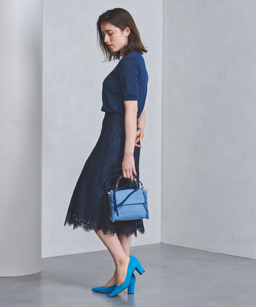 G2603.04*ユナイテッドアローズ☆スカート☆2点☆ブルー☆レース☆フレア UNITED ARROWS（ユナイテッドアローズ）の「◇UBCS レース フレア
