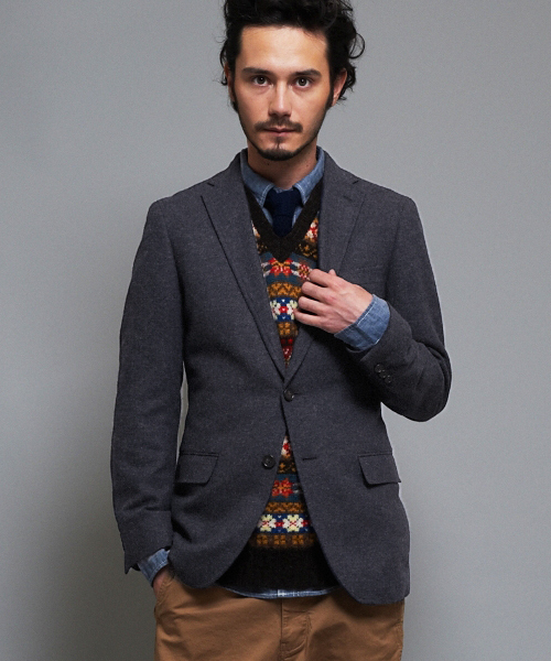 green label relaxing（グリーンレーベルリラクシング）の「□H/SPUN NT 2Bジャケット（テーラードジャケット・メンズ・ダークグレー/ネイビー/ブラウン/ワインレッド/オリーブ/その他1・X-SMALL/SMALL/MEDIUM/LARGE/X-LARGE）」の4枚目の写真