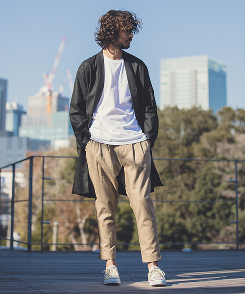 ANGENEHM（アンゲネーム）の「mp6796-Cotton Linen Tuck Tapered Ankle Pants(MADE IN JAPAN) パンツ（その他パンツ・メンズ・ブラック/ベージュ/グレー/グリーン・S/M/L）」の6枚目の写真