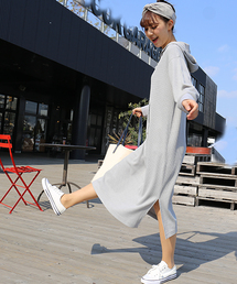 ワッフルパーカワンピース