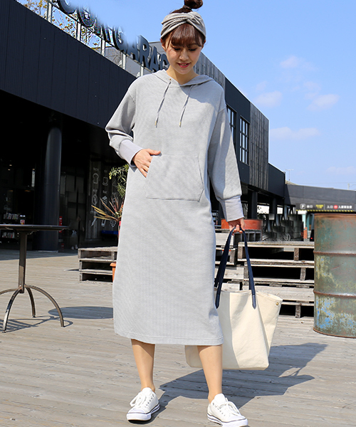 n'ee-ne(ネーネ)の「ワッフルパーカワンピース(ワンピース・レディース・ブラック/グレー/ベージュ・FREE)」の13枚目の写真