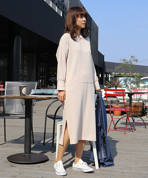 n'ee-ne(ネーネ)の「ワッフルパーカワンピース(ワンピース・レディース・ブラック/グレー/ベージュ・FREE)」の11枚目の写真