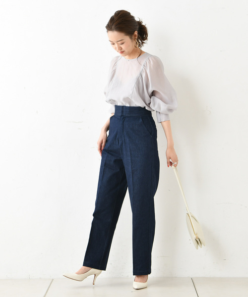 DouDou(ドゥドゥ)の「ハイウエストデニム(デニムパンツ・レディース・インディゴブルー・36/38)」の5枚目の写真