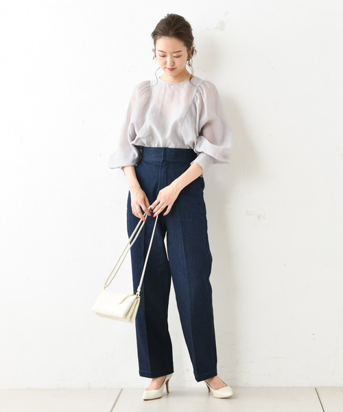DouDou(ドゥドゥ)の「ハイウエストデニム(デニムパンツ・レディース・インディゴブルー・36/38)」の7枚目の写真