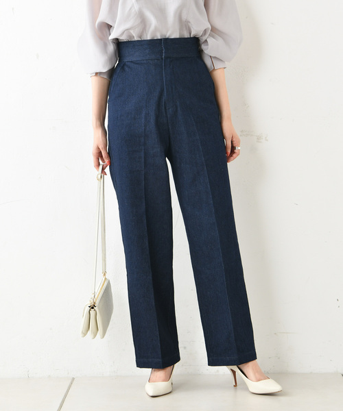 DouDou(ドゥドゥ)の「ハイウエストデニム(デニムパンツ・レディース・インディゴブルー・36/38)」の9枚目の写真