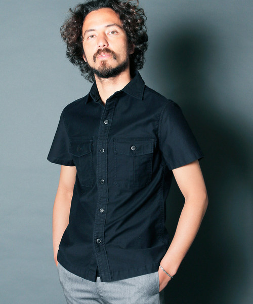 Magine（マージン）の「【Magine】SULFUR STRETCH FATIGUE SHRTS S/S : ストレッチファティーグシャツ（シャツ/ブラウス・メンズ・ネイビー/ブラック/オリーブ・44/46/48）」の2枚目の写真