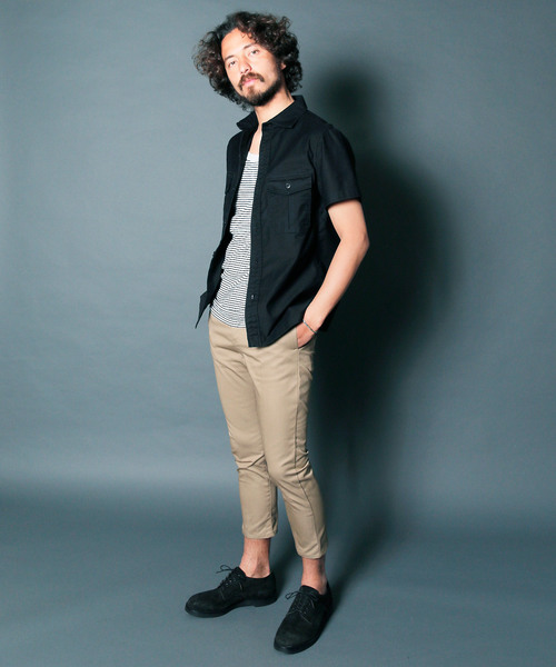 Magine（マージン）の「【Magine】SULFUR STRETCH FATIGUE SHRTS S/S : ストレッチファティーグシャツ（シャツ/ブラウス・メンズ・ネイビー/ブラック/オリーブ・44/46/48）」の4枚目の写真