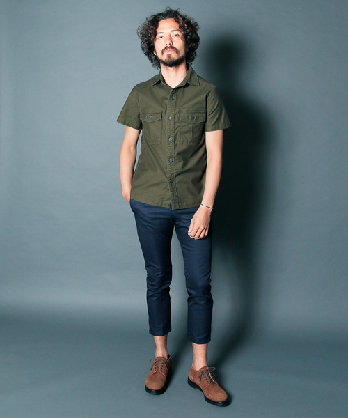Magine（マージン）の「【Magine】SULFUR STRETCH FATIGUE SHRTS S/S : ストレッチファティーグシャツ（シャツ/ブラウス・メンズ・ネイビー/ブラック/オリーブ・44/46/48）」の5枚目の写真