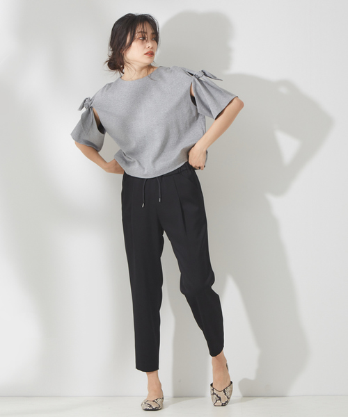 qualite（カリテ）の「サテンタックパンツ（その他パンツ・レディース・ブラック/ベージュ/ピンク・40/38/36）」の4枚目の写真