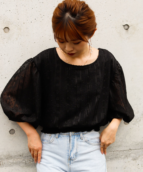 VANNIE U（ヴァニーユー）の「VANNIE U シャーリングボリュームレースブラウス（シャツ/ブラウス・レディース・ホワイト/ブラック・FREE）」の10枚目の写真