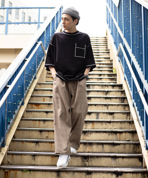 WEGO（ウィゴー）の「WEGO/ワークステッチビッグシルエット5分袖Tシャツ（Tシャツ/カットソー・メンズ・ブラック/ワイン/ブラウン/オートミール・MEDIUM/LARGE）」の7枚目の写真