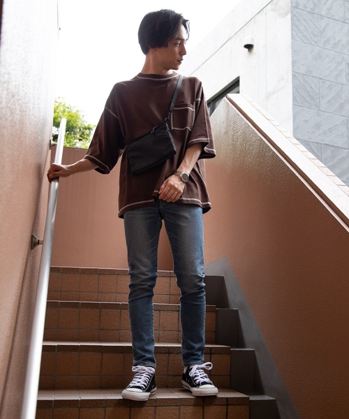 WEGO（ウィゴー）の「WEGO/ワークステッチビッグシルエット5分袖Tシャツ（Tシャツ/カットソー・メンズ・ブラック/ワイン/ブラウン/オートミール・MEDIUM/LARGE）」の9枚目の写真