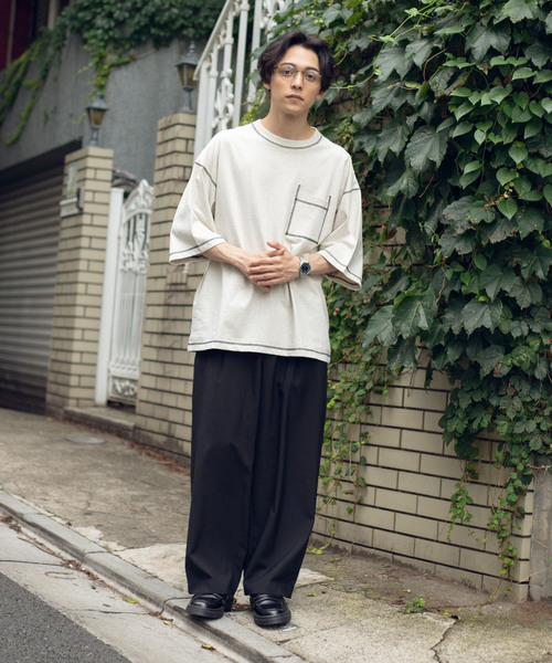 WEGO（ウィゴー）の「WEGO/ワークステッチビッグシルエット5分袖Tシャツ（Tシャツ/カットソー・メンズ・ブラック/ワイン/ブラウン/オートミール・MEDIUM/LARGE）」の15枚目の写真