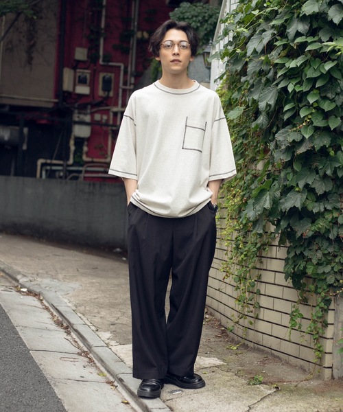 WEGO（ウィゴー）の「WEGO/ワークステッチビッグシルエット5分袖Tシャツ（Tシャツ/カットソー・メンズ・ブラック/ワイン/ブラウン/オートミール・MEDIUM/LARGE）」の16枚目の写真