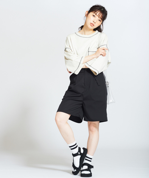 WEGO（ウィゴー）の「WEGO/ワークステッチビッグシルエット5分袖Tシャツ（Tシャツ/カットソー・メンズ・ブラック/ワイン/ブラウン/オートミール・MEDIUM/LARGE）」の18枚目の写真