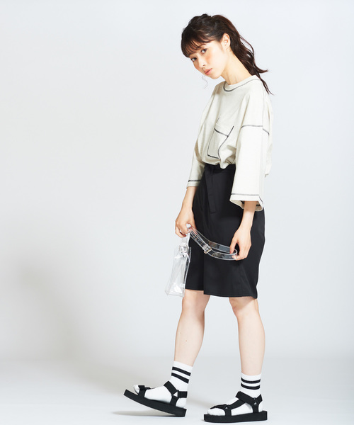 WEGO（ウィゴー）の「WEGO/ワークステッチビッグシルエット5分袖Tシャツ（Tシャツ/カットソー・メンズ・ブラック/ワイン/ブラウン/オートミール・MEDIUM/LARGE）」の19枚目の写真