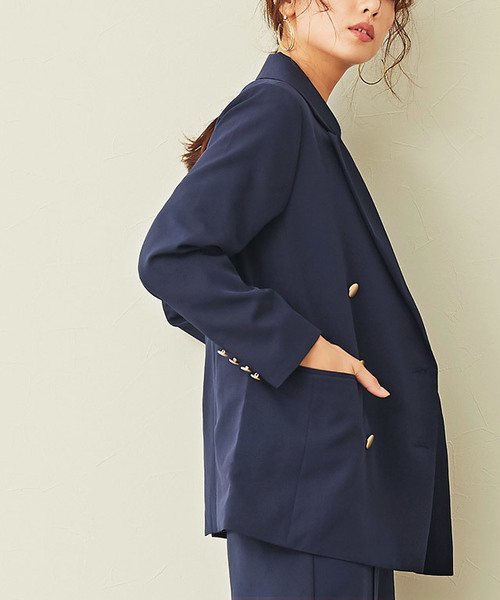 Pierrot（ピエロ）の「ダブルボタンジャケット（テーラードジャケット・レディース・ベージュ系その他/ネイビー・M/L）」の14枚目の写真