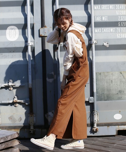 Girly Doll（ガーリードール）の「サロペット  オールインワン ロング丈（サロペット/オーバーオール・レディース・チャコールグレー/ブラック/ベージュ/カーキ/ブラック系その他/グレー系その他/ベージュ系その他/グリーン系その他/キャメル/ホワイト系その他/イエロー系その他/アイボリー/ブルー系その他/ネイビー・FREE）」の22枚目の写真