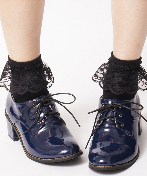 WEGO（ウィゴー）の「WEGO/レースアップヒールシューズ（ドレスシューズ・レディース・ブラック/グリーン/ネイビー/ワイン・24.5/23.5）」の4枚目の写真