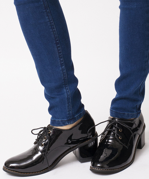 WEGO（ウィゴー）の「WEGO/レースアップヒールシューズ（ドレスシューズ・レディース・ブラック/グリーン/ネイビー/ワイン・24.5/23.5）」の2枚目の写真