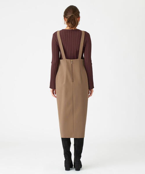 EMMEL REFINES（エメルリファインズ）の「FC PE/W STRC バックルジャンスカ / ジャンパースカート（ジャンパースカート・レディース・モカ/オフホワイト/ブラック・S/M）」の8枚目の写真