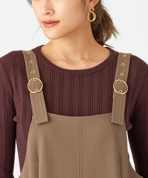 EMMEL REFINES（エメルリファインズ）の「FC PE/W STRC バックルジャンスカ / ジャンパースカート（ジャンパースカート・レディース・モカ/オフホワイト/ブラック・S/M）」の10枚目の写真