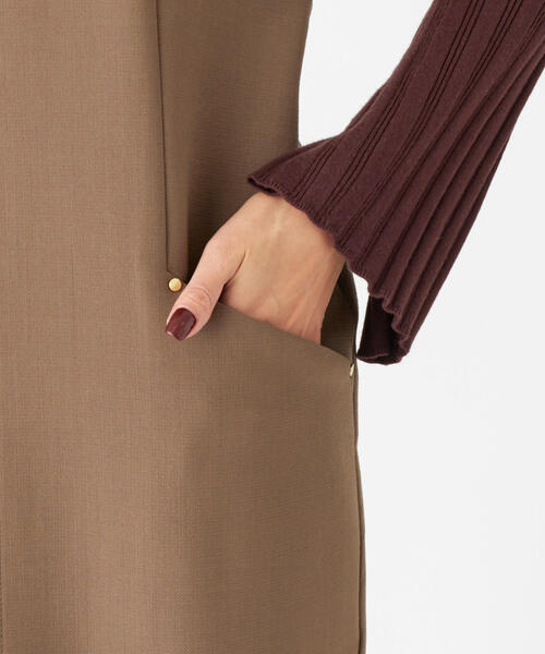 EMMEL REFINES（エメルリファインズ）の「FC PE/W STRC バックルジャンスカ / ジャンパースカート（ジャンパースカート・レディース・モカ/オフホワイト/ブラック・S/M）」の11枚目の写真