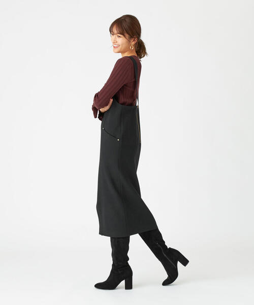 EMMEL REFINES（エメルリファインズ）の「FC PE/W STRC バックルジャンスカ / ジャンパースカート（ジャンパースカート・レディース・モカ/オフホワイト/ブラック・S/M）」の15枚目の写真