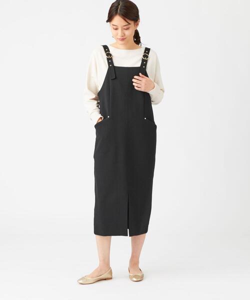 EMMEL REFINES（エメルリファインズ）の「FC PE/W STRC バックルジャンスカ / ジャンパースカート（ジャンパースカート・レディース・モカ/オフホワイト/ブラック・S/M）」の17枚目の写真