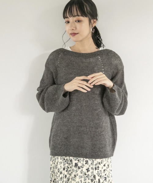 LOWRYS FARM（ローリーズファーム）の「モヘアプルオーバー　858017（ニット/セーター・レディース・チャコールグレー/ライトグレー/ベージュ・FREE）」の2枚目の写真