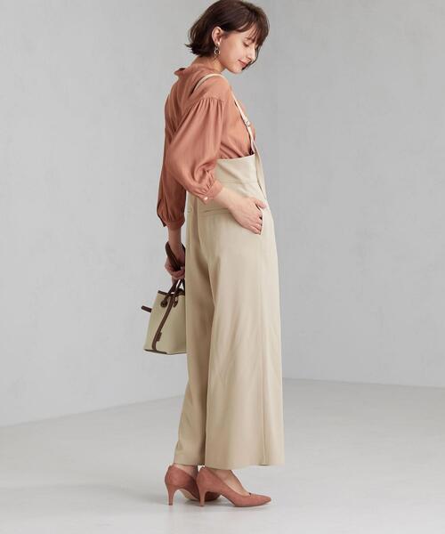 green label relaxing(グリーンレーベルリラクシング)の「FFC PE ハイウエスト サロペット パンツ(サロペット/オーバーオール・レディース・ブラウン/ブラック/ベージュ・38/36)」の3枚目の写真