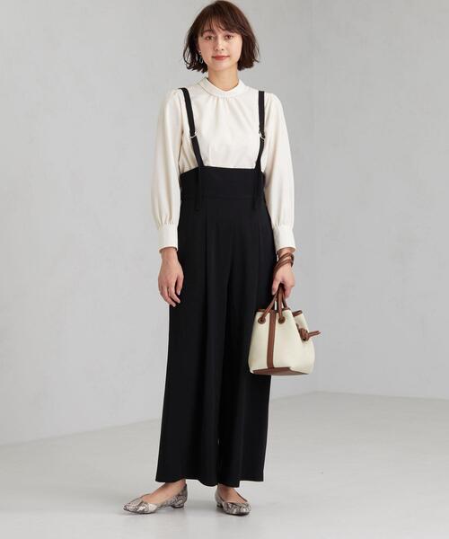 green label relaxing(グリーンレーベルリラクシング)の「FFC PE ハイウエスト サロペット パンツ(サロペット/オーバーオール・レディース・ブラウン/ブラック/ベージュ・38/36)」の2枚目の写真