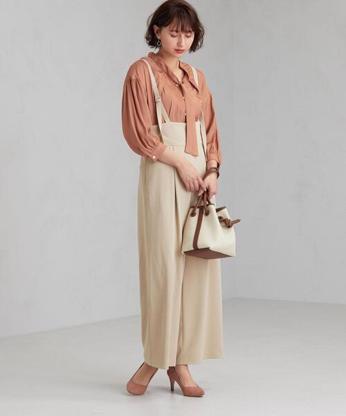 green label relaxing(グリーンレーベルリラクシング)の「FFC PE ハイウエスト サロペット パンツ(サロペット/オーバーオール・レディース・ブラウン/ブラック/ベージュ・38/36)」の8枚目の写真