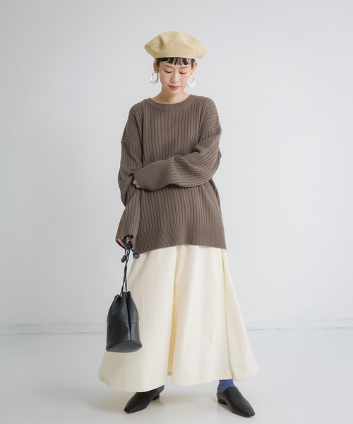 Libra Cue（リブラ キュー）の「Libra スウェットフレアスカート（スカート・レディース・ネイビー/ホワイト/グレー・FREE）」の6枚目の写真