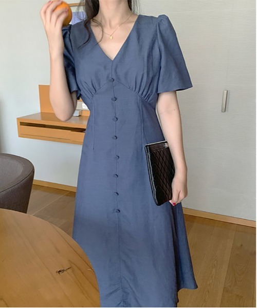 セール Osharesta Tokyo リモート 大人キレイめ Vネックフロントボタンロングワンピース ワンピース おしゃれスタ オシャレスタ のファッション通販 Zozotown